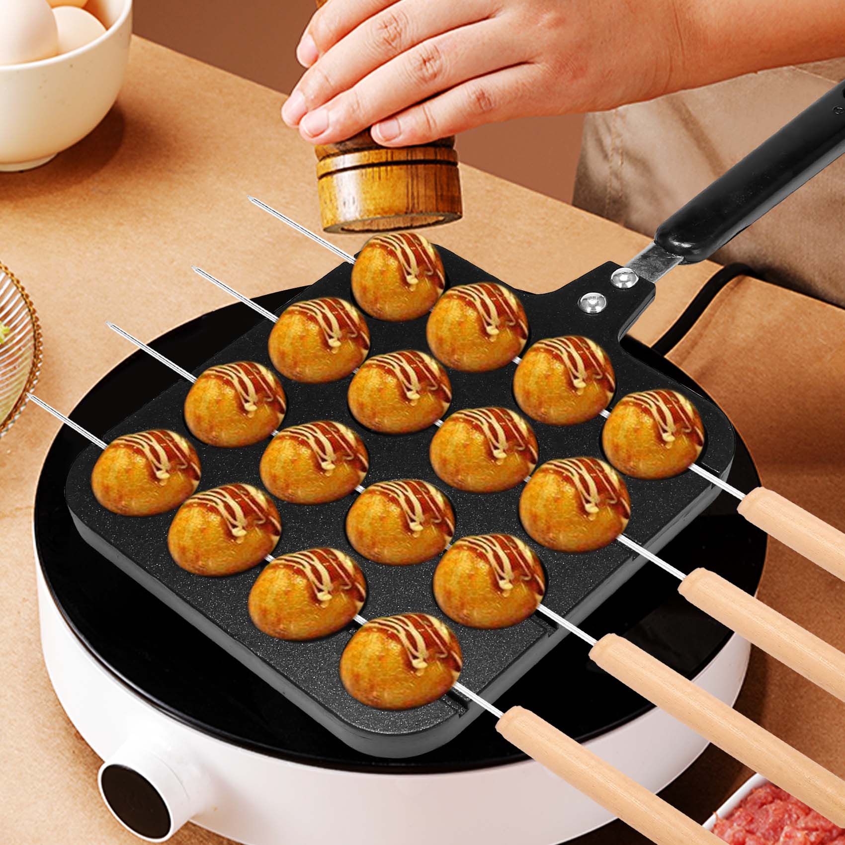 16 Holes Aluminum Takoyaki Mak - Takoyaki Grill Plate recension och pris