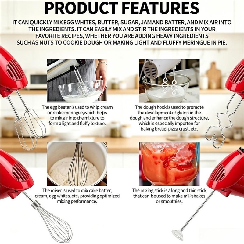 A92G HOT-Dough Hooks Whisk Ble - Kitchenaid Mixer Hand Mixer recension och pris